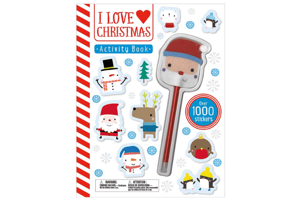 I Love Christmas Activity Book, Make Believe Ideas, Christmas sticker book, Christmas travel toys, Christmas-themed gifts for kids, Christmas crafts, The Montessori Room, Toronto, Ontario, Canada.