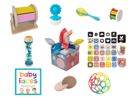The Play Kits by Lovevery, Lovevery, Montessori toy subscription, buy Lovevery item individually, Lovevery Canada, Lovevery in store, The Looker Play Kit, 0 - 12 Weeks, The Senser Play Kit, 5 - 6 Months, The Charmer Play Kit, 3 - 4 Months,  The Montessori Room, Toronto, Ontario, Canada. 