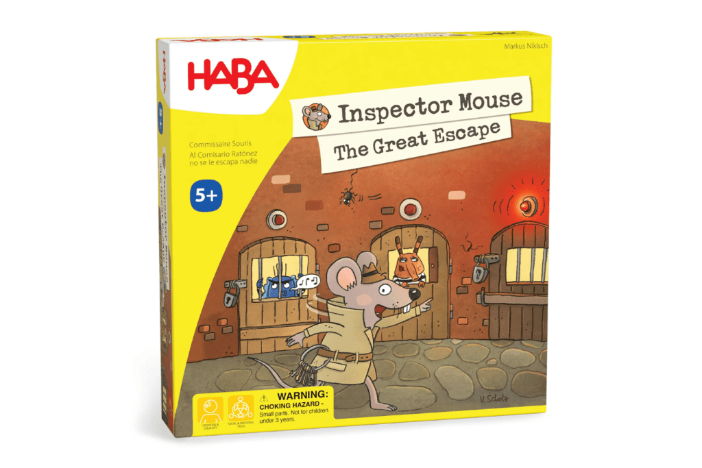 Inspector Mouse: The Great Escape, HABA toys, board games for 5 year old, board games for 6 year old, board games for 7 year old, board games for 8 year old, family board games, best board games for kids, The Montessori Room, Toronto, Ontario, Canada. 