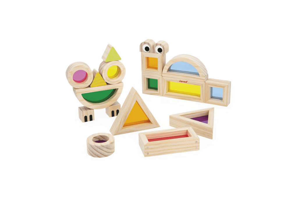 Janod Colourful Translucent Blocks, translucent blocks, see through blocks, blocks for toddlers, best blocks for toddlers, wooden toys for a one year old, best wooden toys for a two year old, Toronto, Canada