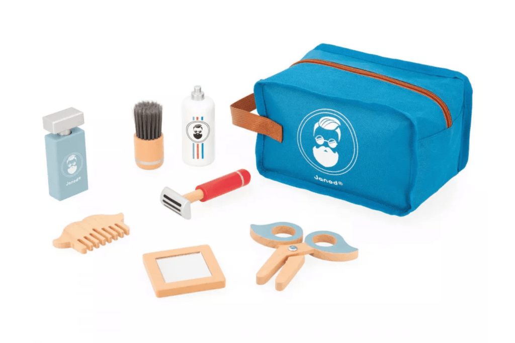 Janod Shaving Kit, shaving kit for kids, wooden shaving kit for children, beard kit for kids, beard trimmer for kids, razor for kids, beard kit for children, Toronto, Canada