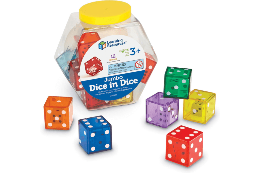 Jumbo Dice in Dice, Learning Resources, 3 years and up, math toys, toys that introduce math concepts, quantities, The Montessori Room, Toronto, Ontario, Canada. 