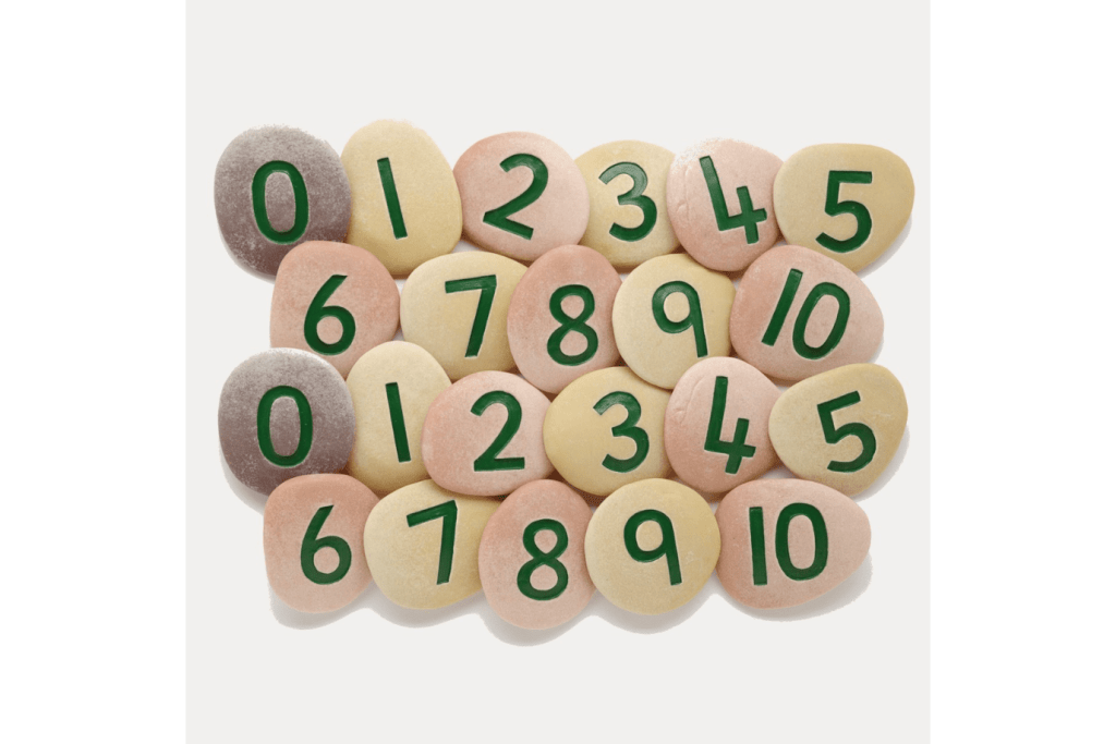 Jumbo Number Pebbles, Yellow Door, outdoor toys, outdoor math toys, counting, best outdoor toys, The Montessori Room, Toronto, Ontario, Canada.