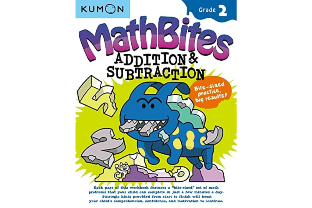 Kumon: MathBites: Grade 2 Addition & Subtraction, math work books, ages 6 to 8, develop confidence in math, activity books, The Montessori Room, Toronto, Ontario, Canada. 