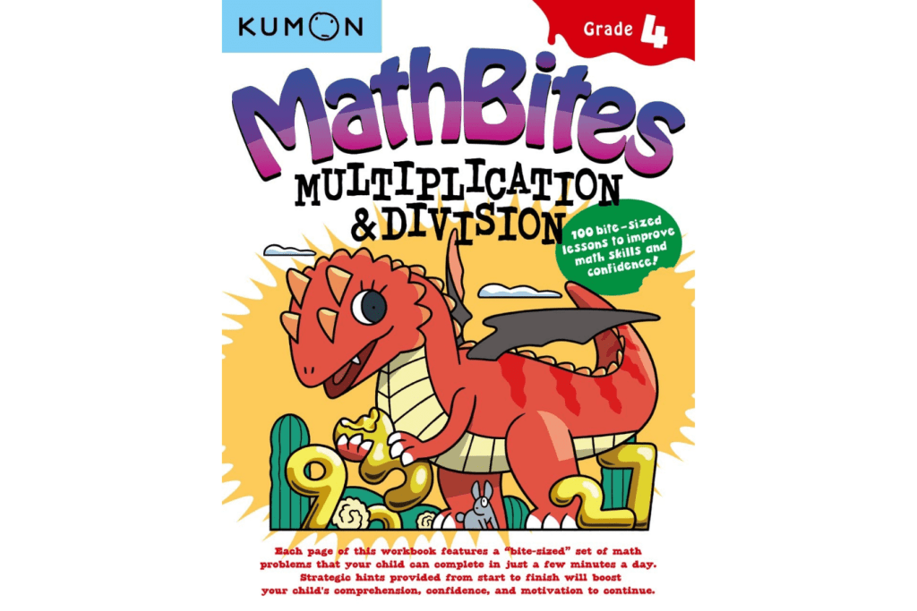 Kumon: MathBites: Grade 4 Multiplication and Division, activity books, math workbooks, developing confidence in math, The Montessori Room, Toronto, Ontario, Canada.