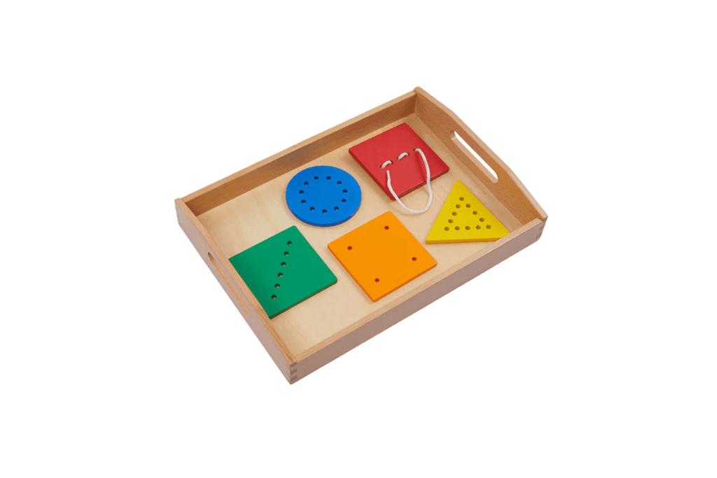 Lacing Cards, Montessori lacing cards, Montessori practical life activities, care of the self, care of the person, preliminary activity, Montessori classroom materials, Montessori classroom packages, The Montessori Room, Toronto, Ontario, Canada. 