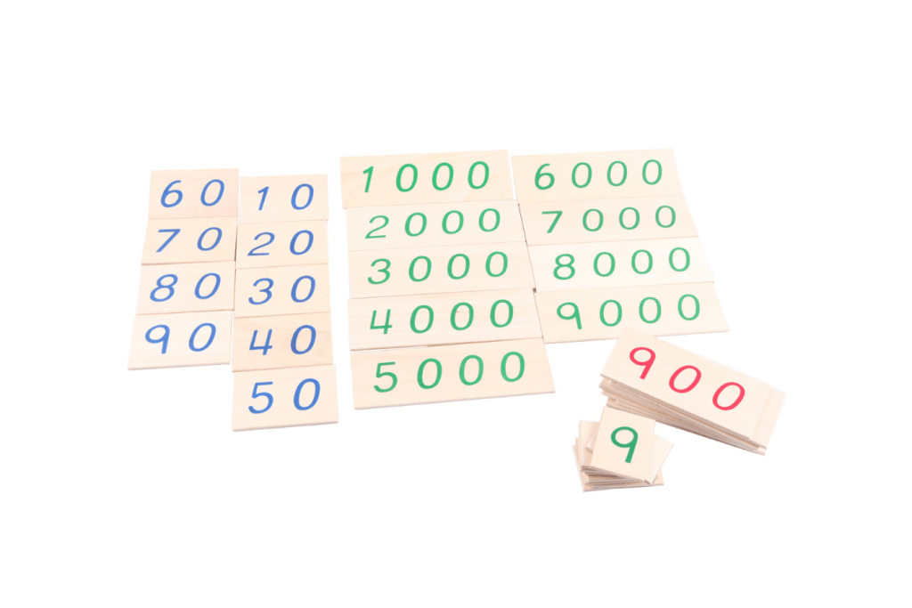 The Montessori Room Wooden Number Cards with Box (1-9000) (Small and Large Available)