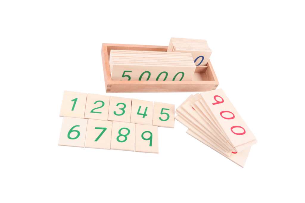 Large Wooden Number Cards With Box (1 - 9000), Montessori Math Materials, Montessori Casa Materials, Montessori Elementary Materials, budget-friendly Montessori materials, The Montessori Room, Toronto, Ontario, Canada. 