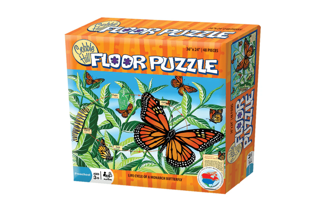 Cobble Hill Life Cycle of a Monarch Butterfly (Floor Puzzle 48pc), Cobble Hill floor puzzles, Cobble Hill puzzles for kids, butterfly puzzles, monarch butterfly puzzle, butterfly puzzle for kids, Toronto, Canada