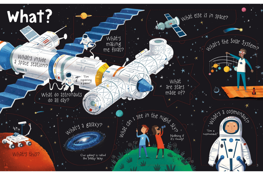 Lift-The-Flap Questions And Answers About Space by Katie Daynes