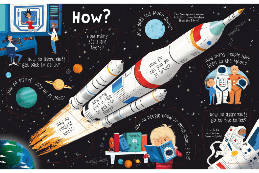 Lift-The-Flap Questions And Answers About Space by Katie Daynes