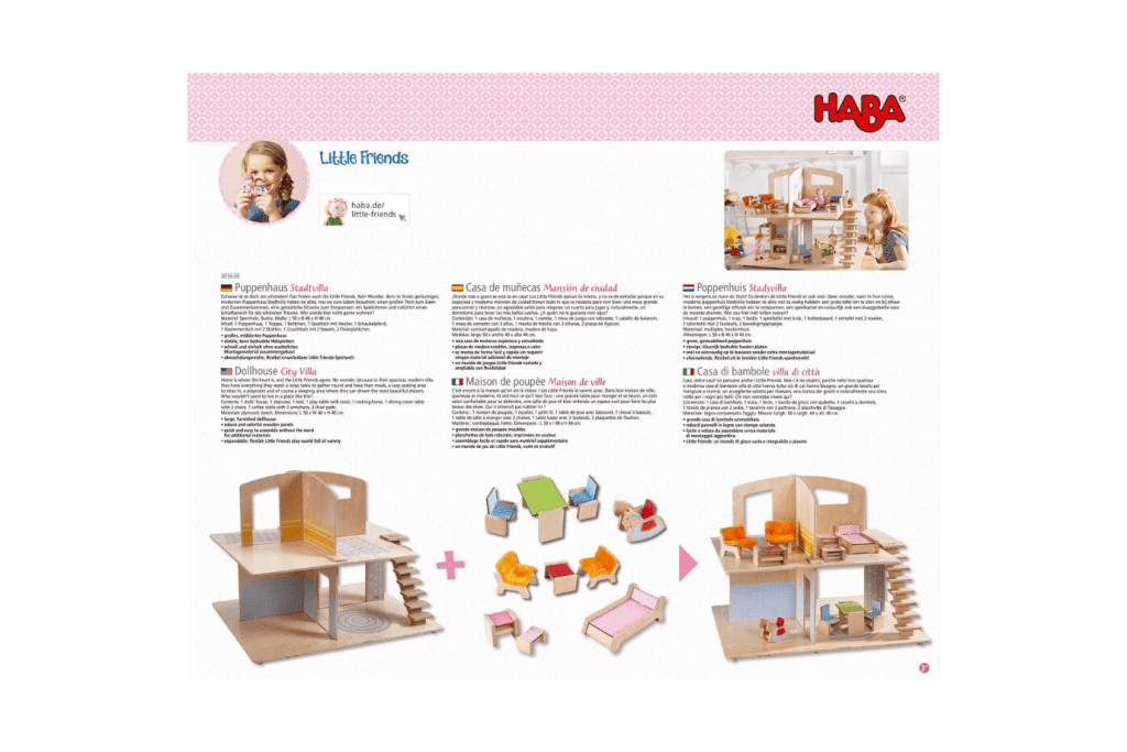 Haba Little Friends Dollhouse Town Villa with Furniture