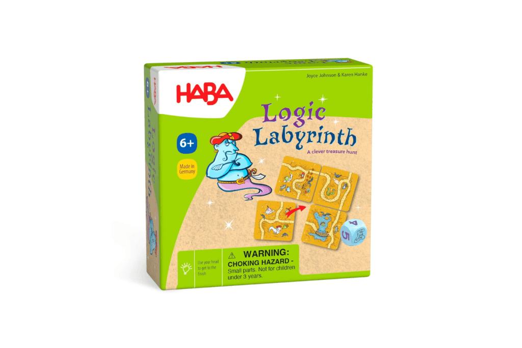 Logic Labyrinth Mini Game, HABA games, travel games for kids, travel games for families, games for 6 year olds, games for 7 year olds, games for 8 year olds, family board games, The Montessori Room, Toronto, Ontario, Canada. 