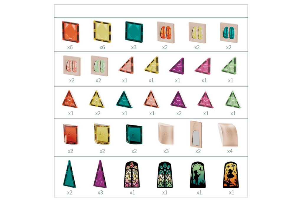 MagArt Stained Glass Magnetic Tiles - 64 Piece Set