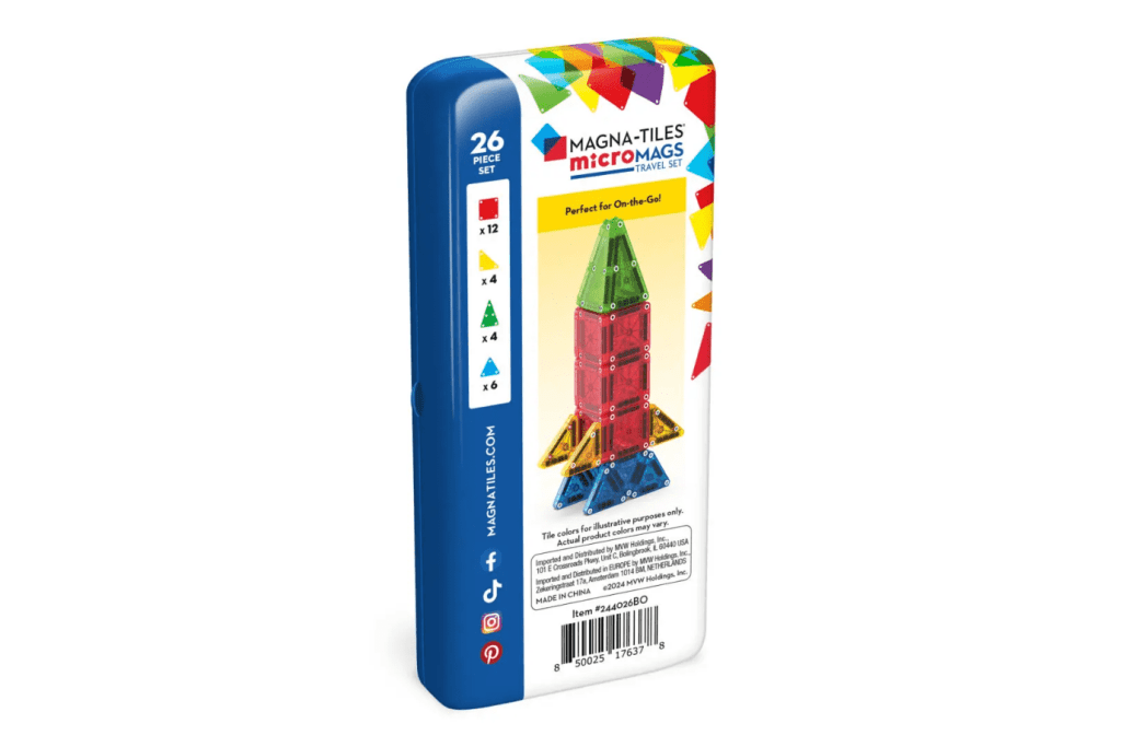 MAGNA-TILES® microMAGS 26 Piece Travel Set (Bold Colours)