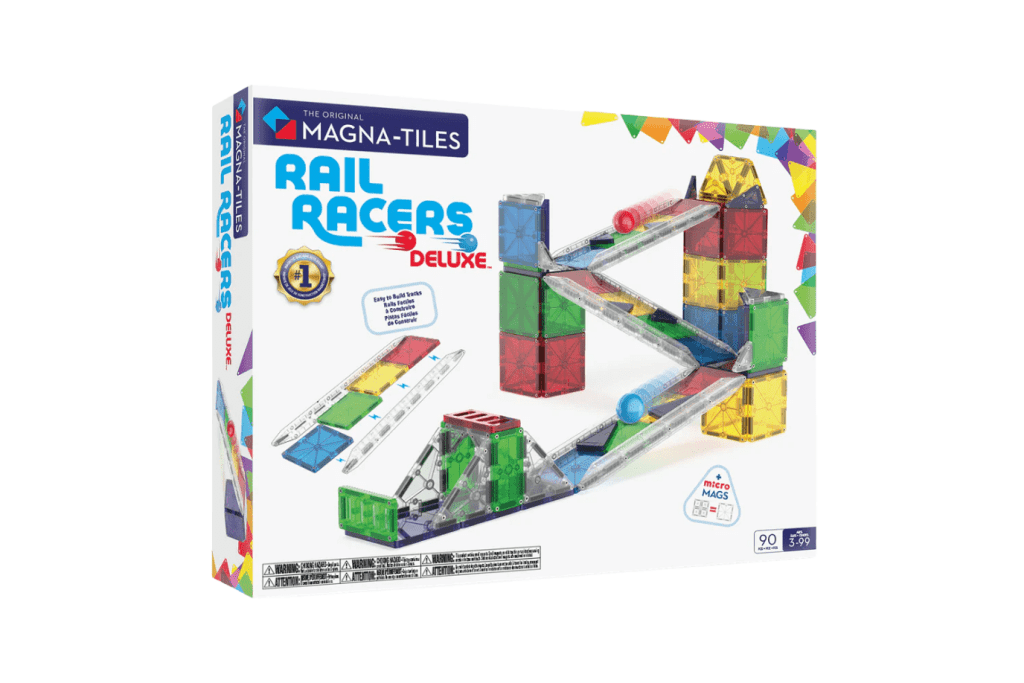 Magna-Tiles®  Rail Racers Deluxe 90-Piece Set, magnatiles ball run, magnatiles rail racers toronto, magnetic tiles ball run, marble run magnatiles, marble run magnetic tiles Toronto, Canada