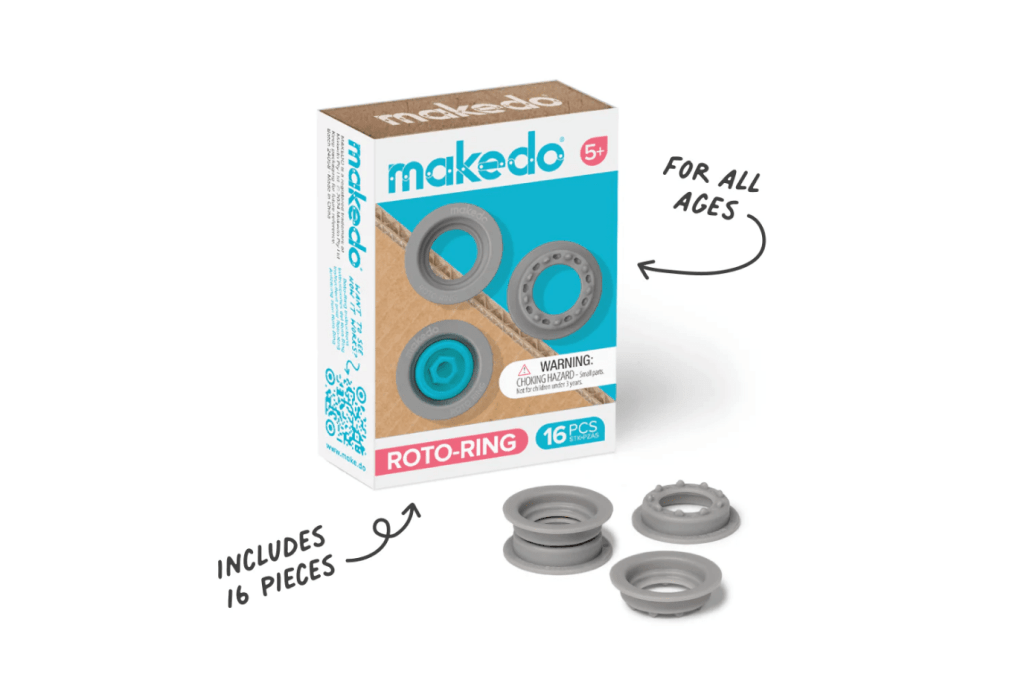 Makedo Roto-Ring, Makedo accessories, building toys, best gifts for children who like to build, best gifts for creative children, unique gifts for 5 years and up, The Montessori Room, Toronto, Ontario, Canada. 