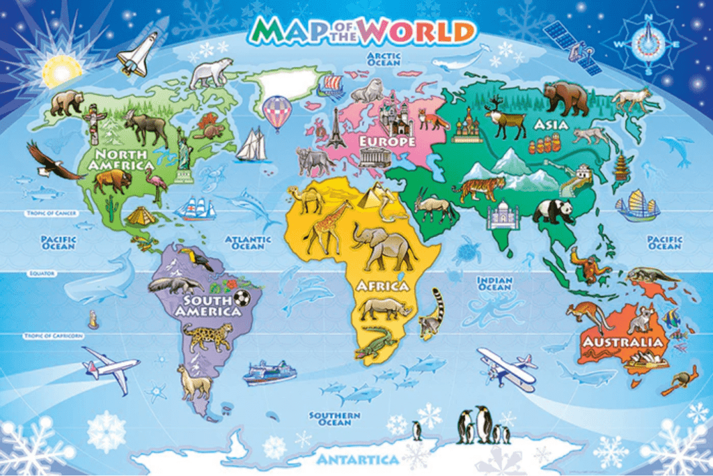 Map of the World Floor Puzzle, Cobble Hill, puzzles for kids, floor puzzle for young kids, best puzzles for kids, geography puzzles, educational puzzles, puzzles of the world, 35 piece puzzle, The Montessori Room, Toronto, Ontario, Canada