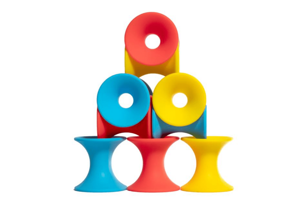 Tulu by MOLUK, primary colours, 9 piece set, moluk toys toronto, interesting building toys, fun building toys, silicone building toys, Toronto, Canada