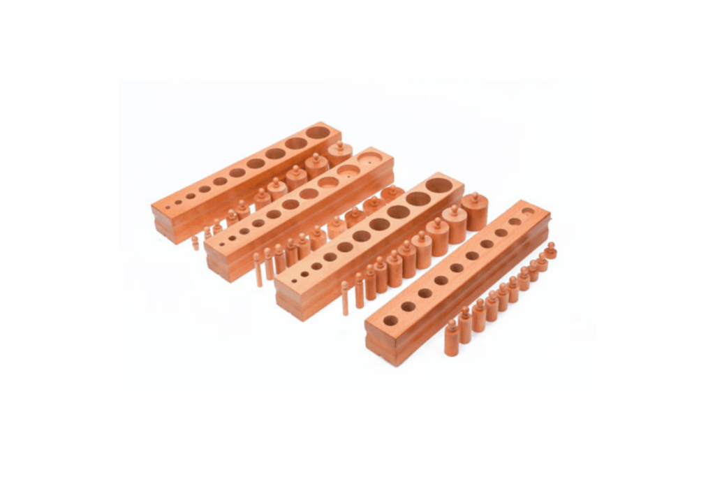 Montessori Cylinder Blocks (Set of 4) & Stand