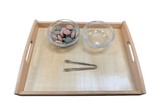 Montessori Tonging Activity - Loose Wooden Parts - includes Tongs, Tray, Bowls and Wooden Parts