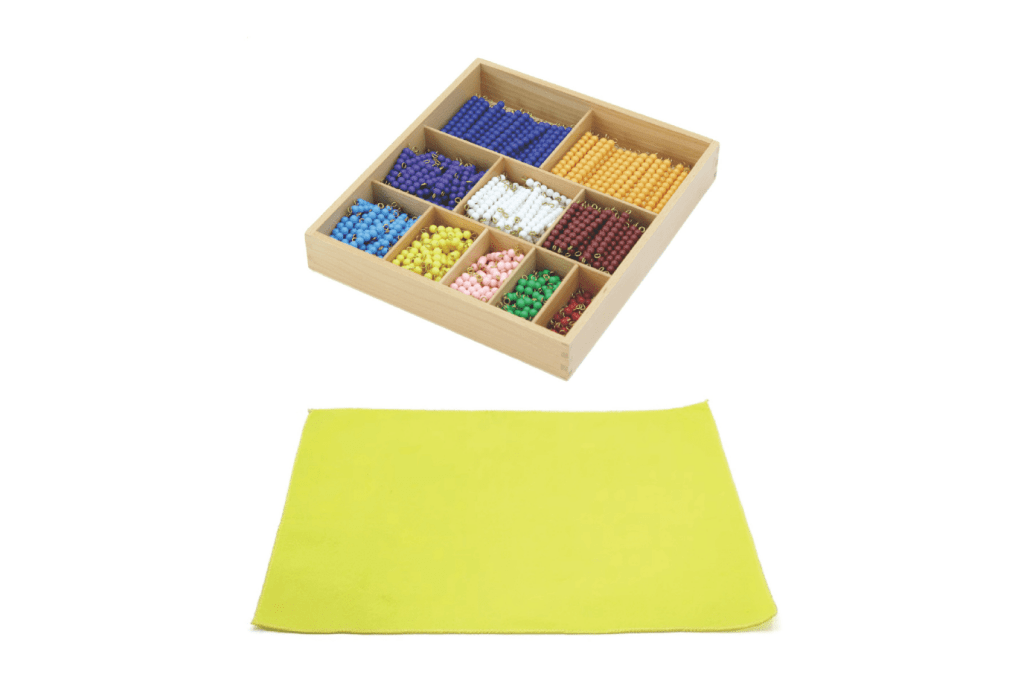 Multiplication Bead Bar Layout Box:  Individual Beads (Nylon), Montessori math material, Montessori Elementary materials, Montessori Elementary classroom materials, concrete learning, hands-on learning, The Montessori Room, Toronto, Ontario, budget-friendly Montessori materials.