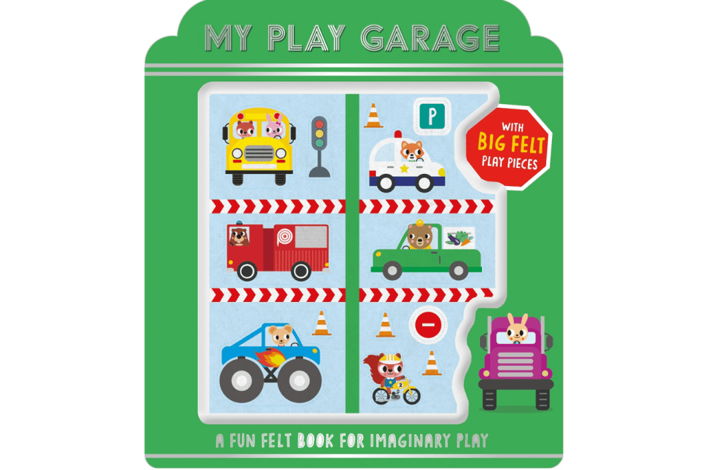 My Play Garage By Cara Jenkins, Scott Barker and Make Believe Ideas, felt activity book, travel activity books for kids, best travel activities for children, travel activities for little kids, activity books for kids, Toronto, Canada