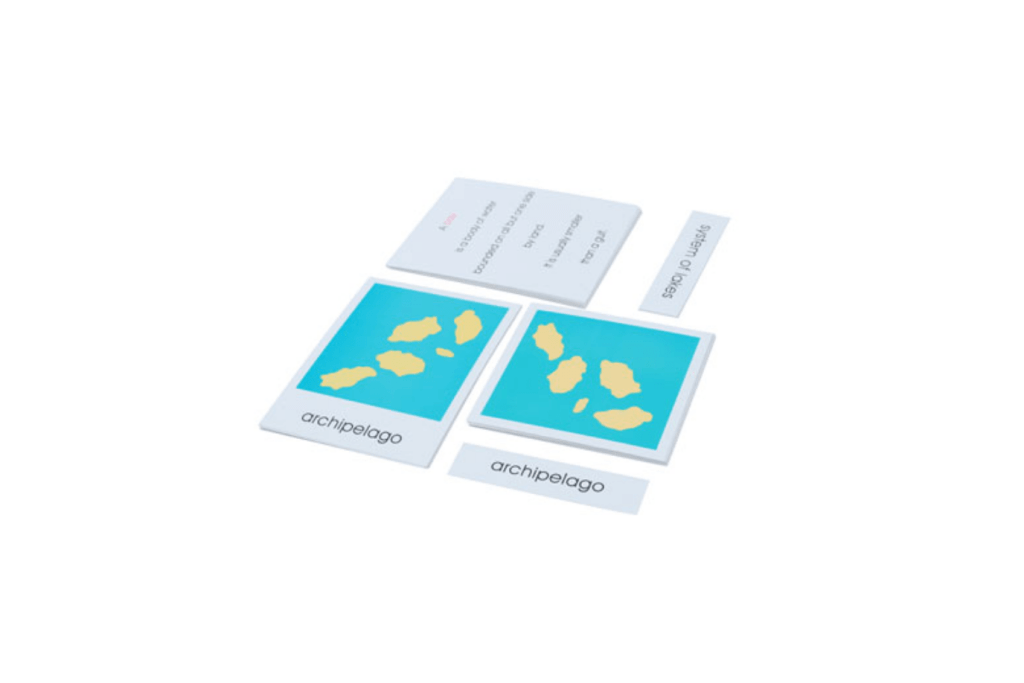 Nomenclature Cards of Land and Water Forms: Set 1 and Set 2, Montessori Casa Materials, Montessori Culture Materials, Montessori Geography Materials, The Montessori Room, Toronto, Ontario, Canada, budget-friendly Montessori materials