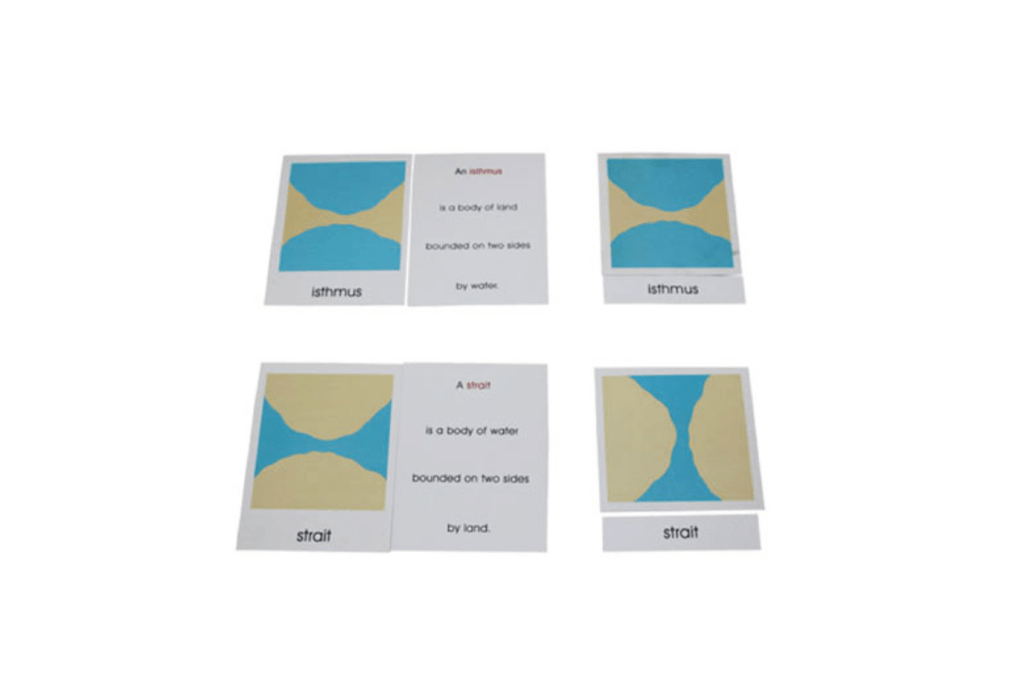 Nomenclature Cards of Land and Water Forms: Set 1 and Set 2 (Cards Only)