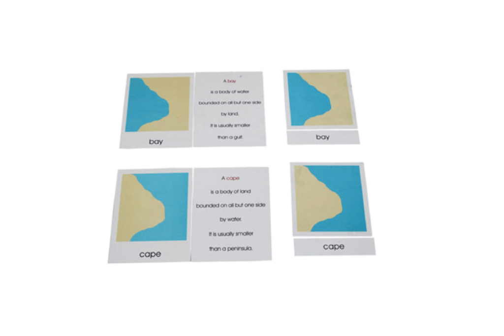 Nomenclature Cards of Land and Water Forms: Set 1 and Set 2 (Cards Only)