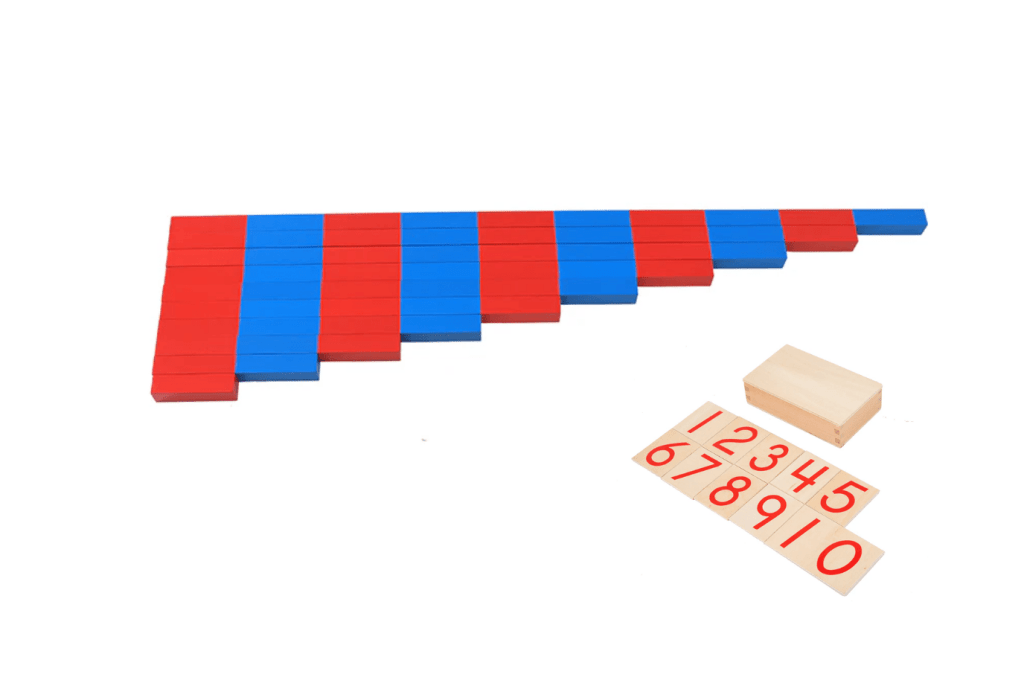 Number Rods Box Number Rods with Cards in Wooden Box I The Montessori Room