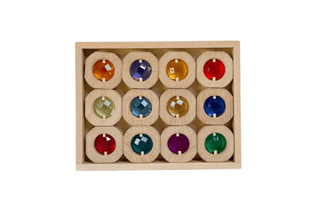 12 shops Wooden Gem Buttons vintage