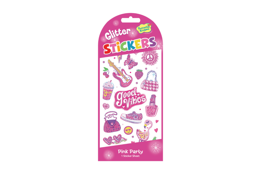 Peaceable Kingdom Glitter: Pink Party Stickers Peaceable Kingdom Stickers - Scratch & Sniff, Glow In The Dark, Puffy, and Foil
