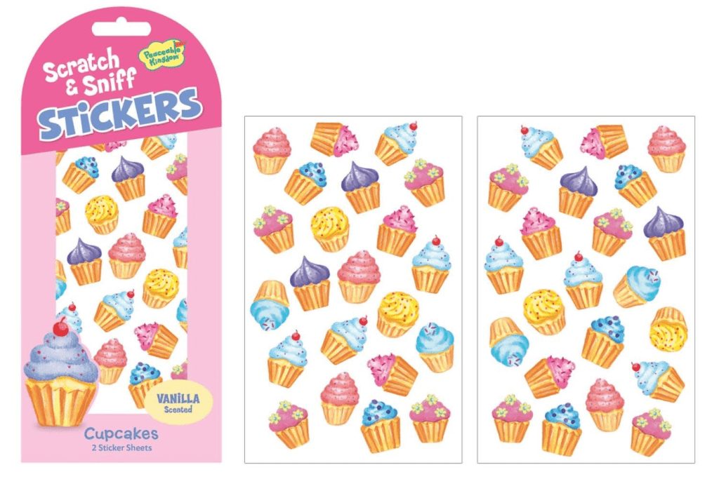 Peaceable Kingdom Vanilla Cupcakes Scratch And Sniff Peaceable Kingdom Stickers - Scratch &amp; Sniff, Glow In The Dark, Puffy, and Foil