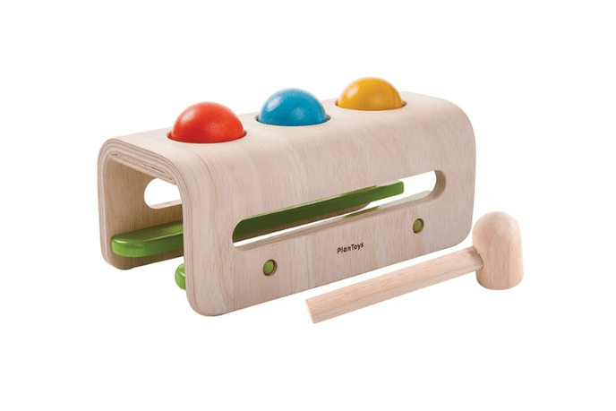 Plan Toys Hammer Balls - The Montessori Room, Plan Toys, Toronto, Ontario, Canada, wooden toys, toddler toys, fine motor toys, hand eye coordination, educational toys, early development toys, baby registry gift ideas, hammer toys