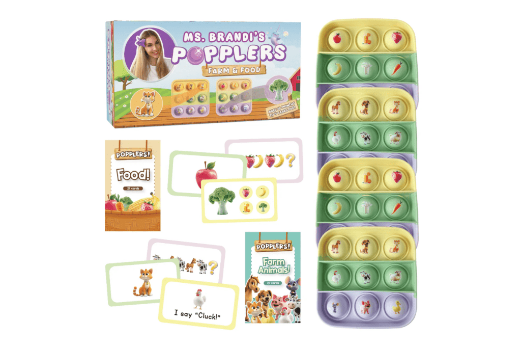 The fidget company toronto, Popplers Farm & Food game, mr. brandi's popplers game, fidget game for reading, first games for toddlers, early reading games for toddlers, Toronto, Canada, The fidget company canada