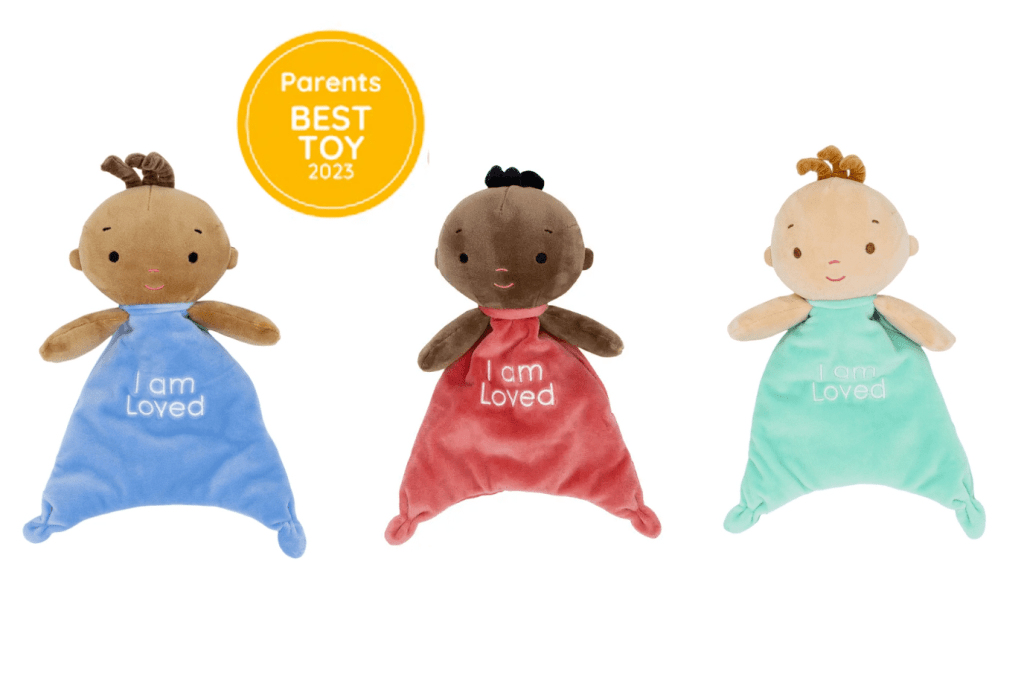 POSITIVE PALS®️ - SOFT SNUGGLER kids for culture, diversity toys, toys that promote diversity and inclusion, blanket doll for babies, black skin-tone doll, brown skin-tone doll, Toronto, Canada