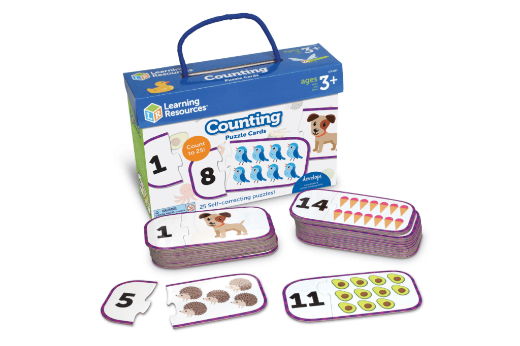 Counting Puzzle Cards, Learning Resources, kindergarten prep, kindergarten readiness, math activities, math toys, counting toys, math puzzles, The Montessori Room, Toronto, Ontario, Canada. 