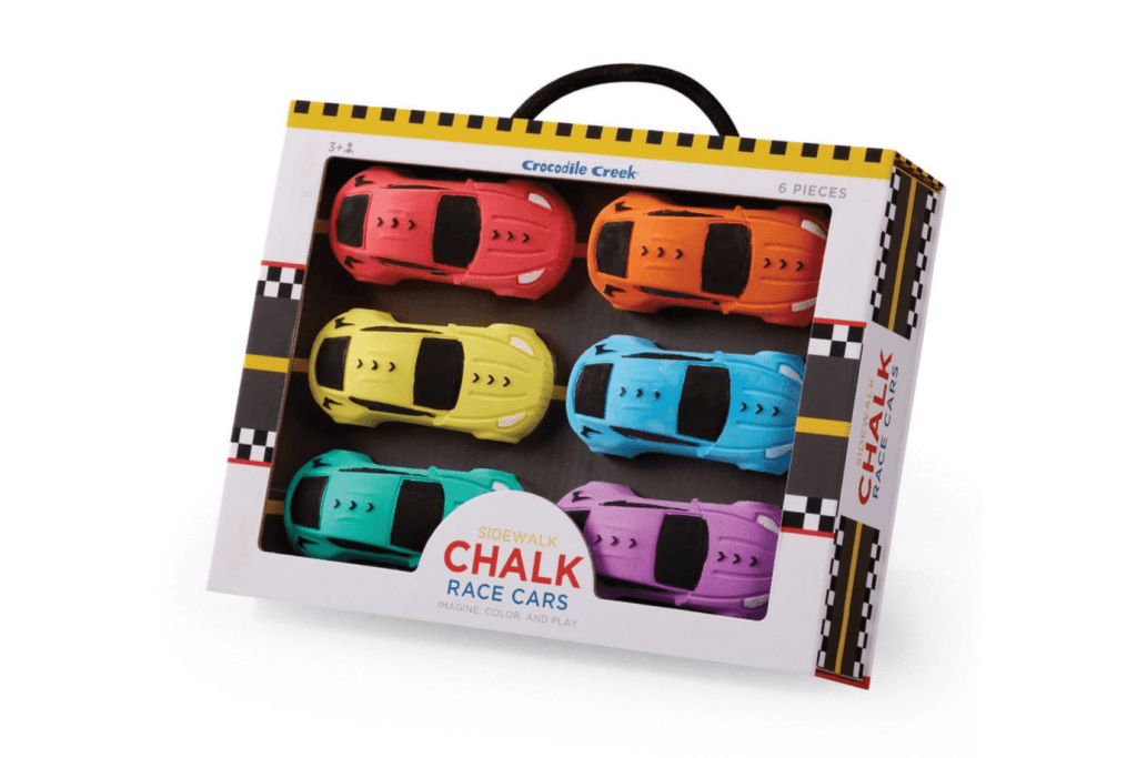 Crocodile Creek Sidewalk Chalk - Race Cars, gifts for kids that like cars, best gifts for kids that like race cars, sidewalk chalk, Toronto, Canada