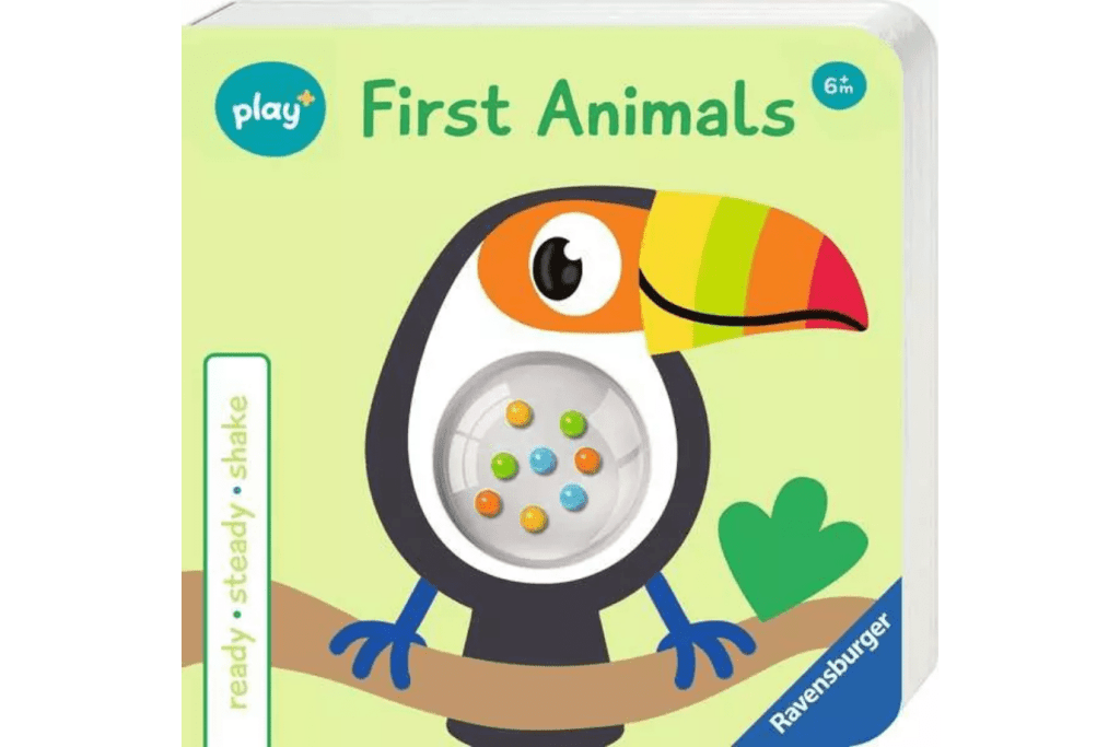 Ready, Steady, Shake: First Animals Book, Ravensburger, board books for babies, best board books, interactive board books, The Montessori Room, Toronto, Ontario, Canada. 