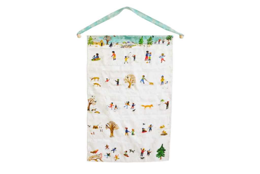 Sarah’s Silks Snowy Day Advent Calendar, advent calendar with pockets, hanging advent calendar with pockets, Sarah&#39;s silks advent calendar, advent calendar that you can fill yourself, empty advent calendar, reusable advent calendar, Toronto, Canada