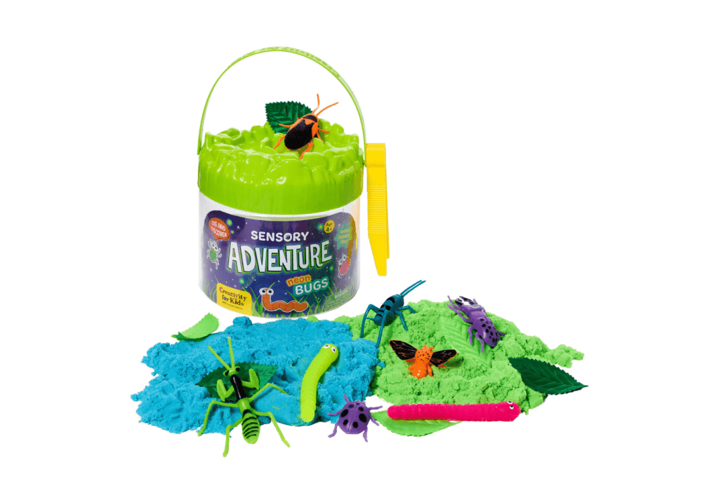 Faber Castell Creativity for Kids Sensory Adventure Neon Bugs, kinetic sand, fake bugs for kids, plastic bugs for kids, kinetic sand kit for kids, Toronto, Canada
