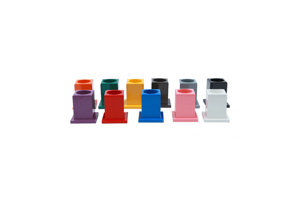 Set of 11 Coloured Pencil Holders for Metal Insets, Montessori classroom materials, Montessori classroom packages, Montessori materials Canada, Montessori language materials, The Montessori Room, Toronto, Ontario, Canada. 