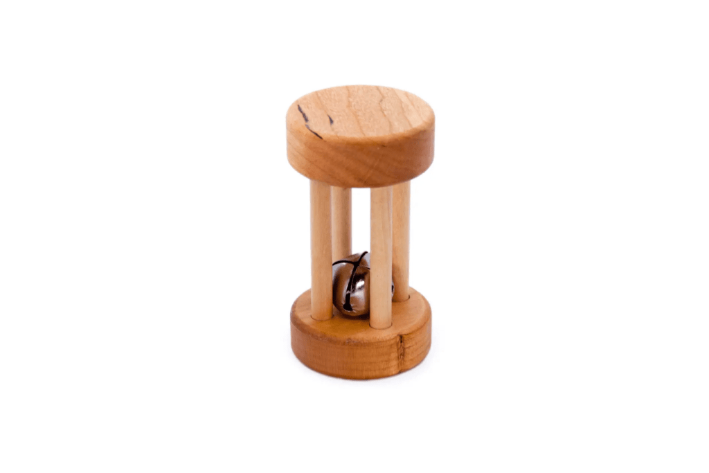 Qualimonti - Small Bell Cylinder, Cubos, Montessori Infant Material, The Play Kits by Lovevery, Lovevery, Montessori toy subscription, buy Lovevery item individually, Lovevery Canada, Lovevery in store, The Charmer Play Kit 3 to 4 Months, wooden toys for infants, made in canada toys for infants, The Montessori Room, Toronto, Ontario, Canada. 