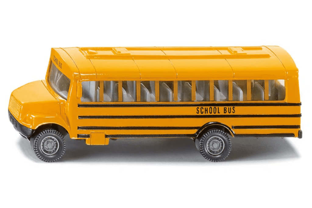 US school bus, Diecast School bus, Siku, realistic vehicles, Montessori language objects, best gifts for little car lovers, The Montessori Room, Toronto, Ontario, Canada.