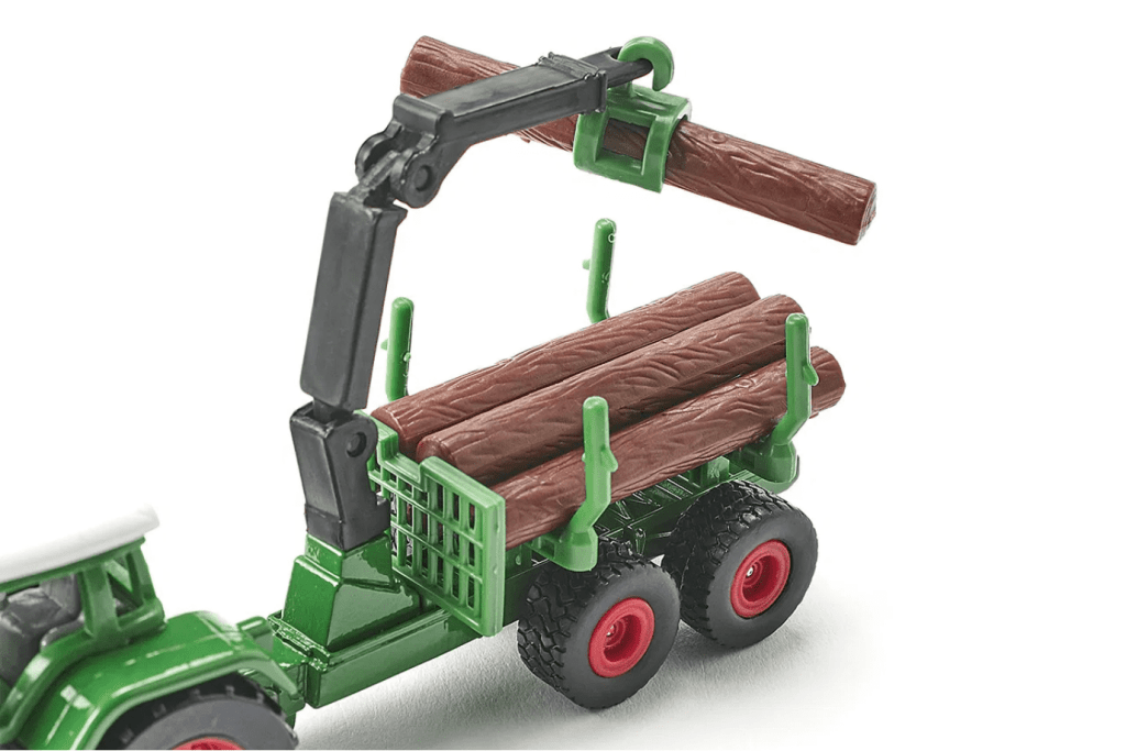 Small Diecast Tractor With Forestry Trailer