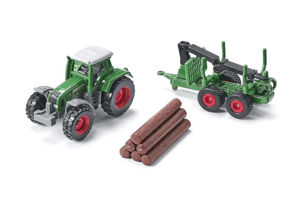 Small Diecast Tractor With Forestry Trailer