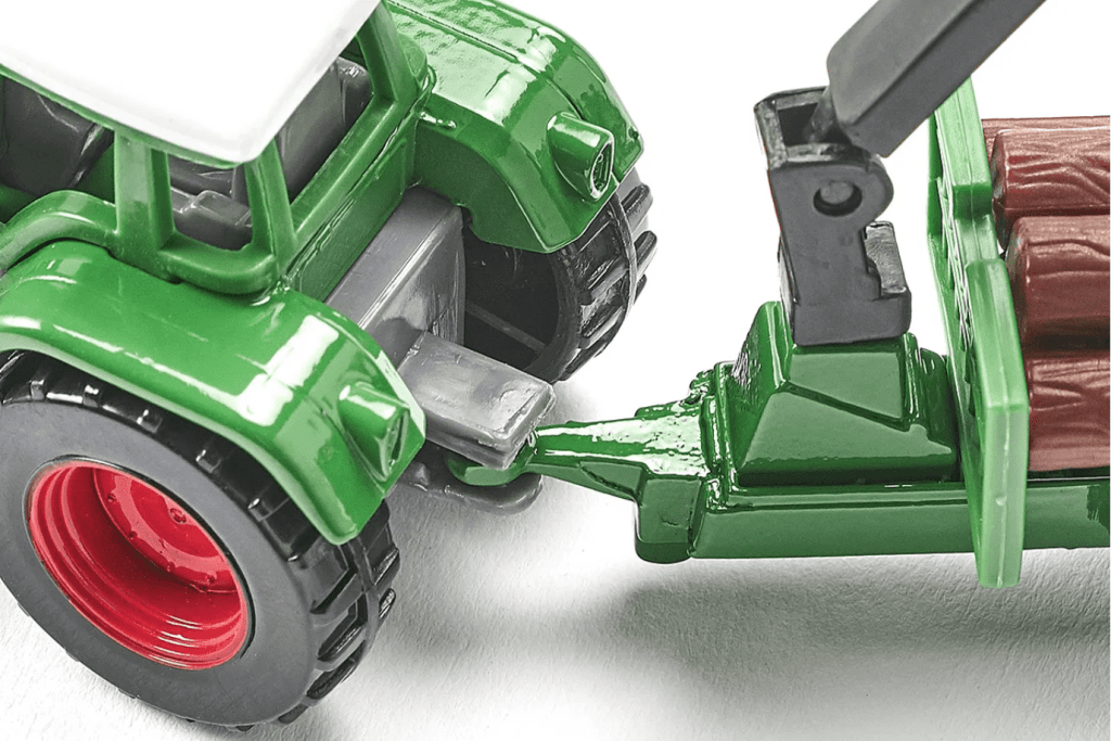 Small Diecast Tractor With Forestry Trailer