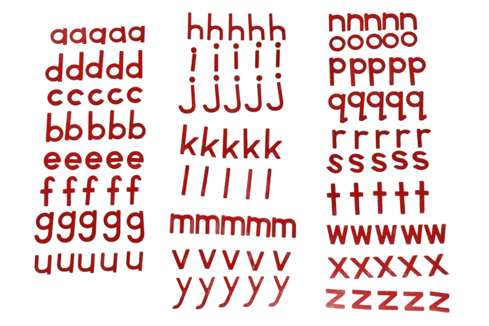 Small Movable Alphabet with Box: Print (Black or Red) I The Montessori Room