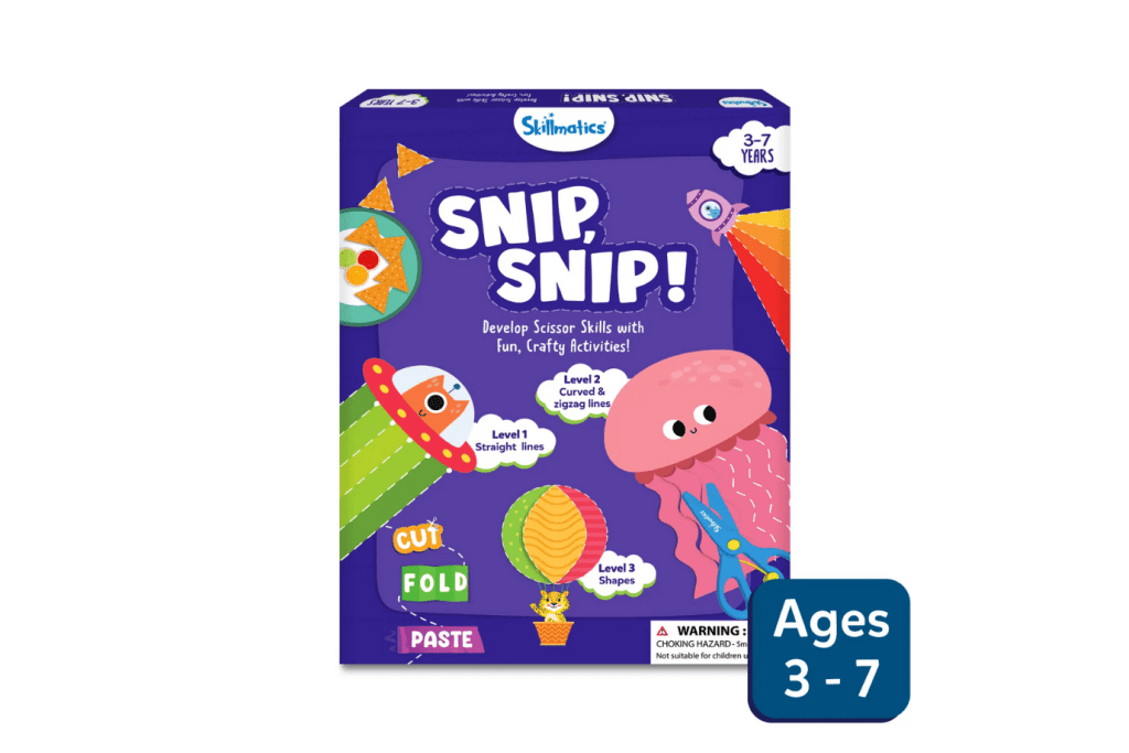 Snip, Snip! Scissor Skills Activity Kit, ages 3 to 7 years, practice with scissors, learning to cut with scissors, craft kits, The Montessori Room, Toronto, Ontario, Canada. 